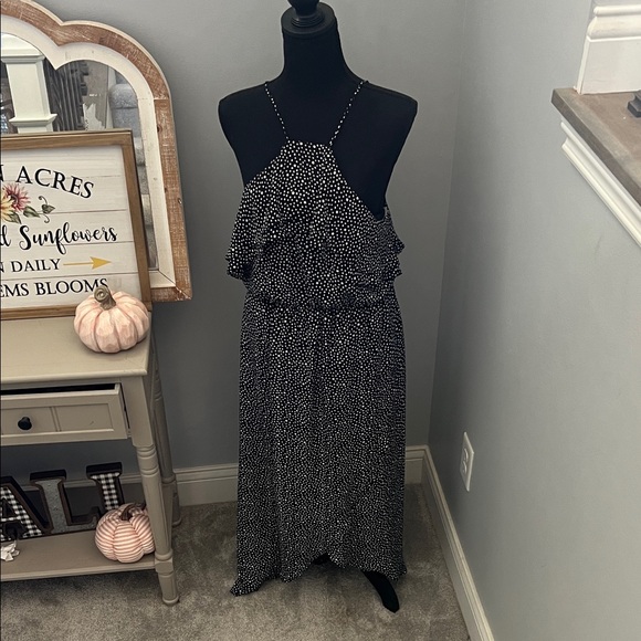 Lush Black and White Spotted Midi Dress - Picture 1 of 5